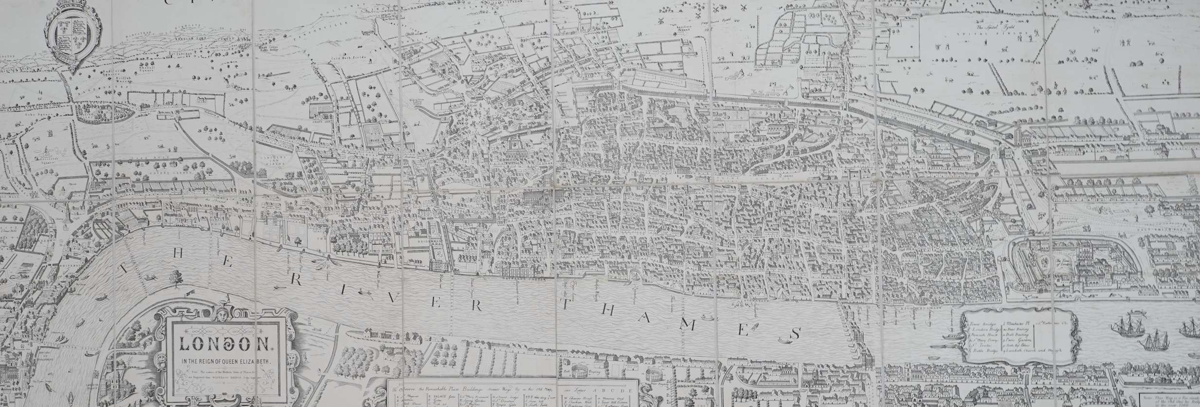 Three maps comprising: After John Senex, A New Map of London, 1720, published by Cassell, Petter & Galpin, linen backed folding map, with slipcase, London in the Reign of Queen Elizabeth, published by Cassell, linen back